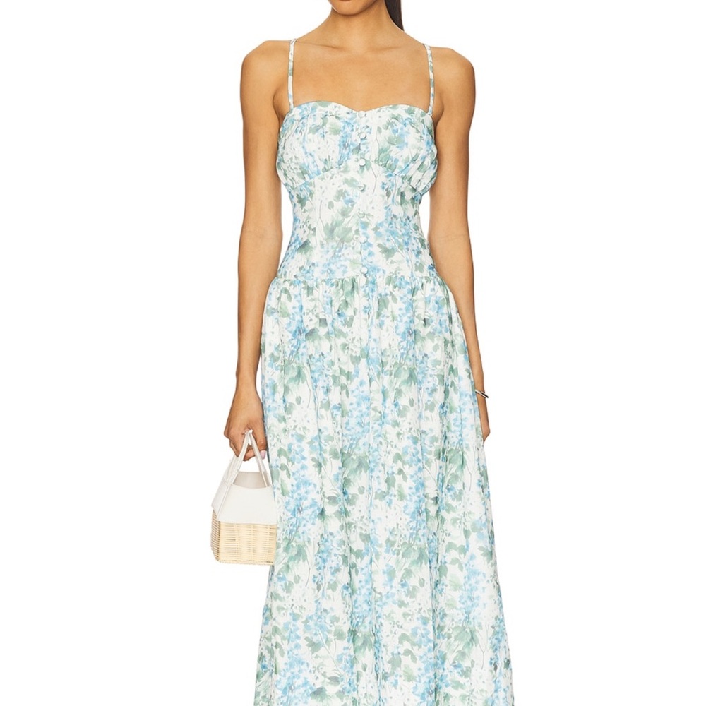 Capria Dress in Blue Green Floral